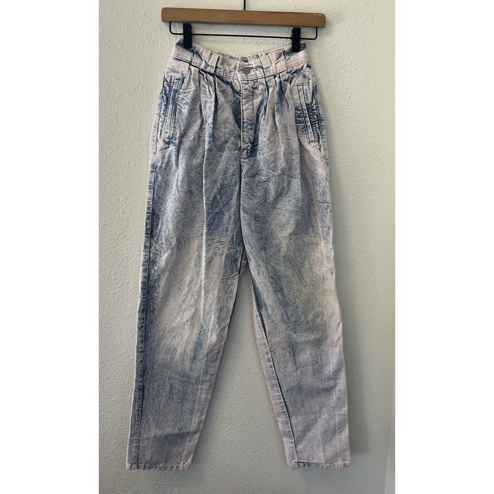 Vintage 80's Women's Jeans 24x29 Polar Ice Acid Wash Pinkish Blue High Waisted